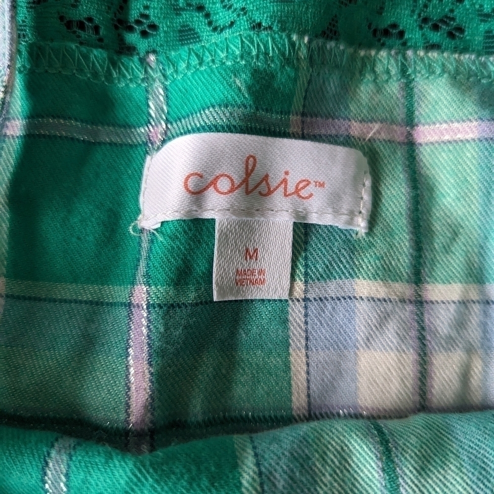 NWT Colsie Plaid Green Tank M - Picture 2 of 4